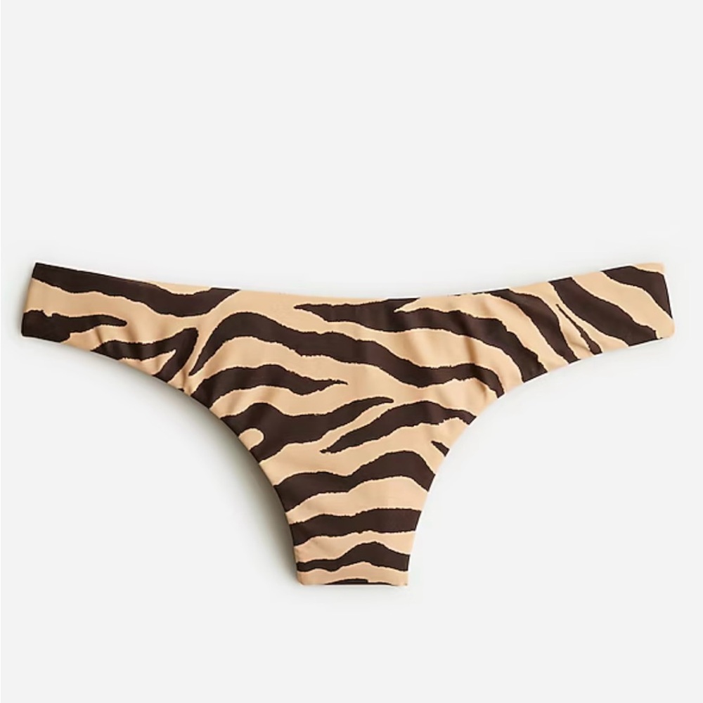 J. Crew Curved-Waist Cheeky Bikini Bottom in Zebra Stripe Swimwear Size 3X